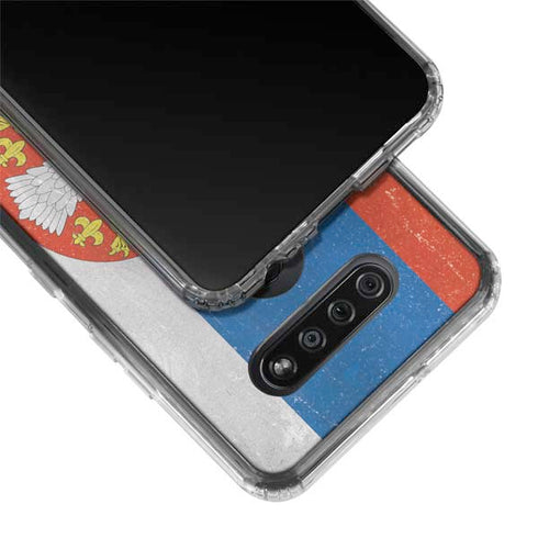 Serbia Flag Distressed LG K51/Q51 Clear Case